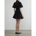 100% Cotton Pleated Bubble Sleeve Short Skirt